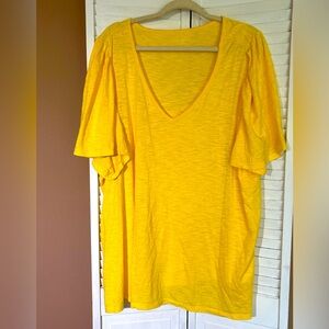 Lane Bryant Womens size 22/24 yellow vneck tshirt blouse